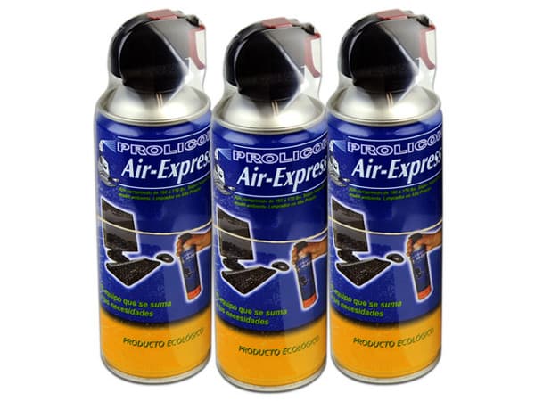 Aire comprimido AIR-EXPRESS Prolicom para remover polvo de 660ml. Paquete con 3 piezas.