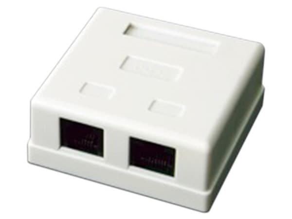 Roseta de Pared Linkedpro LP-WP-6035 con 2 Puertos, Incluye 2 jacks UTP Cat5e, Color Blanco.