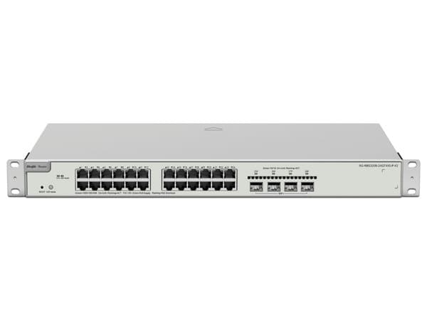 Switch Ruijie RG-NBS3200-24GT4XS-P-V2, 24 Puertos 10/100/1000 Base-T PoE+, 4 Puertos SFP+, Gestión en la Nube, Administración Capa 2+, Color Plata.