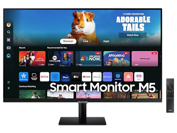 Monitor Smart Samsung M5 de 32", Resolución 1920 x 1080 (Full HD 1080p), Flicker Free, Eye Saver, 4ms GTG, Incluye Control, Color Negro.