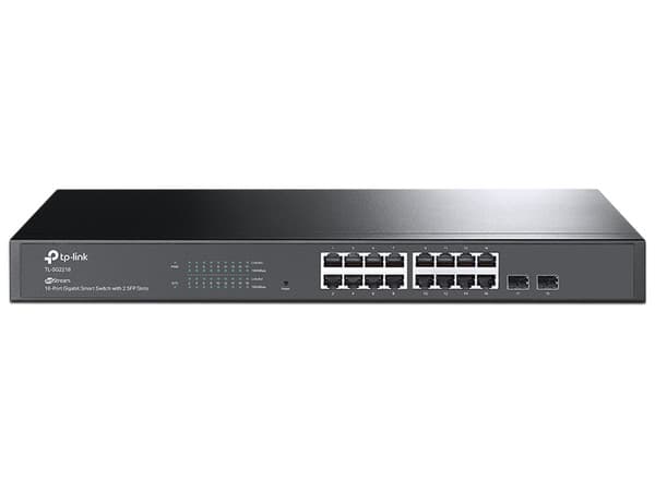Switch TP-LINK JetStream de 16 puertos, 10/100/100 Mbps y 2 ranuras Gigabit SFP.