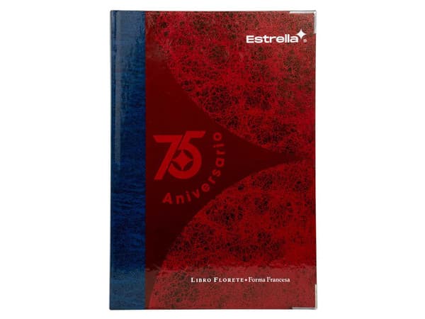Libro Estrella Florete Raya (Modelo 112) Francesa: Tamaño 34.1 x 23.6 cm, Tamaño Acta, 96 hojas rayadas.