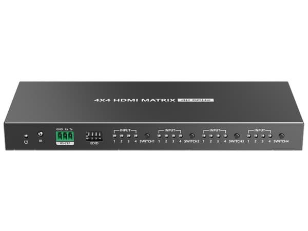 Matricial de Video EPCOM TT414PRO, con 4 Entradas y 4 salida HDMI, 4K, 60 Hz, Soporta HDR10, Color Negro.