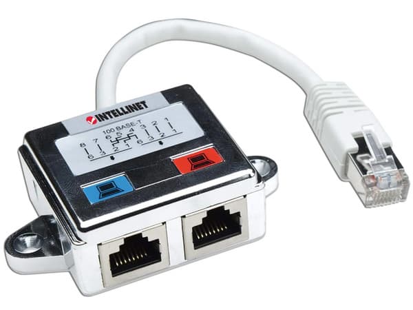 Distribuidor modular Intellinet 504195 con un puerto de salida y 2 de entrada.