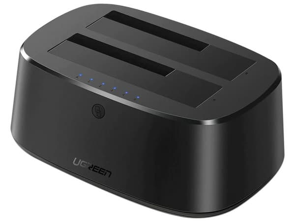 Adaptador Ugreen 50854 USB 3.0 a 2 Puertos SATA (M-HH), compatible con discos duros 2.5"/3.5". Color Negro.