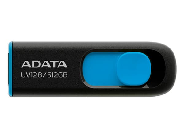 Unidad Flash USB 3.2 ADATA UV128 de 512GB. Color Negro/Azul.