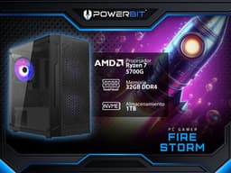 PC Gamer Powerbit Fire Storm: Procesador AMD Ryzen 7 5700G (hasta 4.6 GHz), Memoria de 32GB DDR4, SSD de 1TB, Video Radeon Graphics, S.O. Windows 11 Home (Versión de Prueba).Incluye 3 Ventiladores RGB. - imagen 1