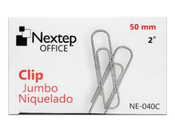 Clip Jumbo Nextep Niquelado, 50mm, 100 Clips.