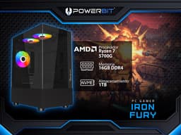 PC Gamer Powerbit Iron Fury: Procesador AMD Ryzen 7 5700G (hasta 4.6 GHz), Memoria de 16GB DDR4, SSD de 1TB, Video Radeon Graphics,S.O. Windows 11 Home (Versión de Prueba). - imagen 1