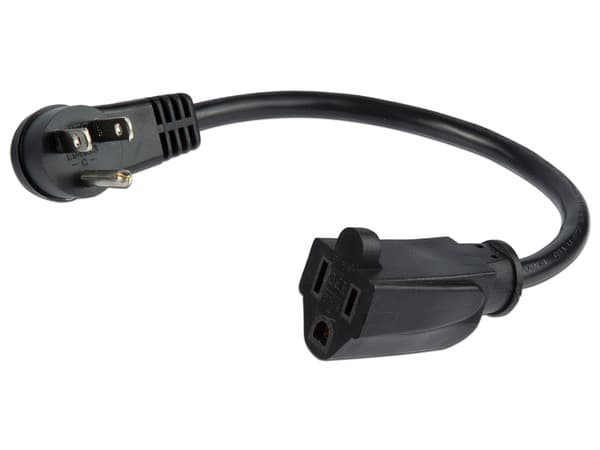 Cable de extencion de corriente en "L", NEMA 5-15, M-H, 30 cm.