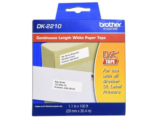 Rollo de papel Brother DK2210 para impresora QL-500, QL-550.