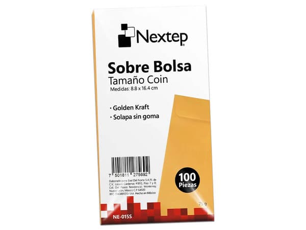 Sobre bolsa económico Nextep tamaño Coin 5 con solapa sin goma. Paquete con 100 sobres.
