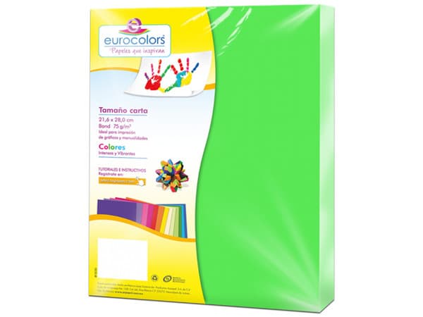 Papel cortado Eurocolors EC0006 tamaño Carta, 100 piezas. Color Verde.