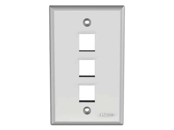Placa de Pared Vertical Panduit NK3FNWH de 3 Puertos Keystone, Con Espacios Para Etiquetas, Color Blanco.