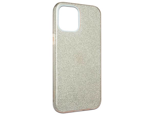 Funda Protectora TEKKU de Doble capa Brillos para iPhone 15, Color Oro Glitter.