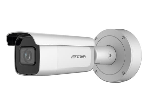 Cámara de vigilancia IP Tipo Bala Hikvision DS-2CD3686G2-IZS(H), 4K, IR hasta 60m, IP66, IK10, PoE+.