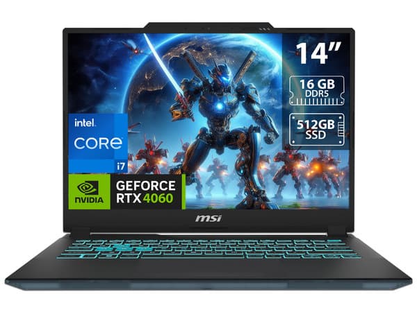 Laptop Gamer MSI Cyborg 14: Procesador Intel Core i7 13620H (hasta 4.9 GHz), Memoria de 16GB DDR5, SSD de 512GB, Pantalla de 14" LED (1920 x 1200), 144Hz,Video NVIDIA GeForce RTX 4060, S.O. Windows 11 Home, Teclado en Inglés.