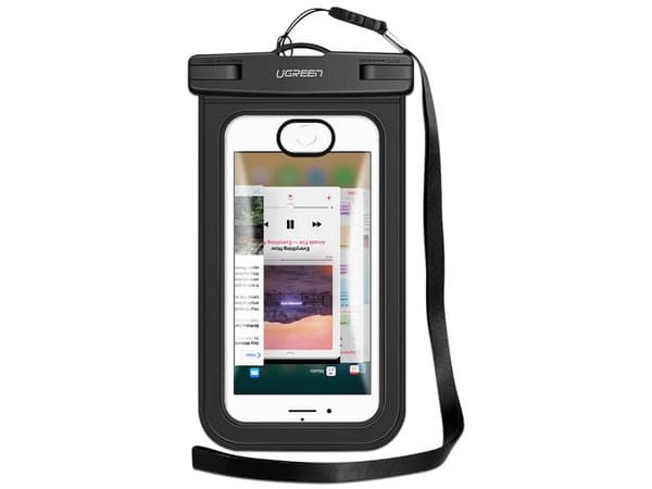 Funda Impermeable para Celular UGREEN, Universal Hasta 6.3", Transparente, Color Negro.