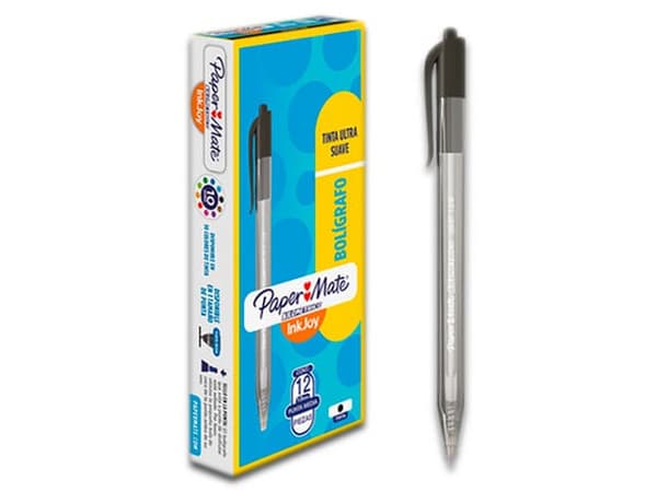 Bolígrafo Paper Mate Kilométrico Retráctil, 1 mm, 12 Piezas. Color Negro.