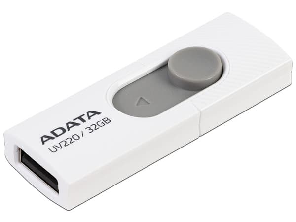 Unidad Flash USB 2.0 ADATA UV220 de 32GB. Color Blanco/Gris.