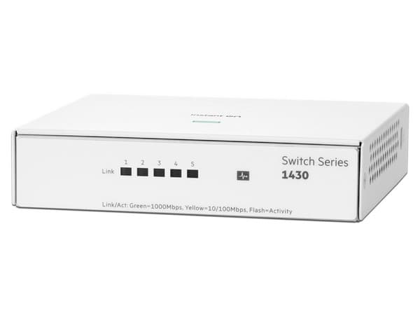 Switch HPE Aruba Networking Instant On 1430, 5 Puertos RJ-45 10/100/1000 Mbps, Color Blanco.