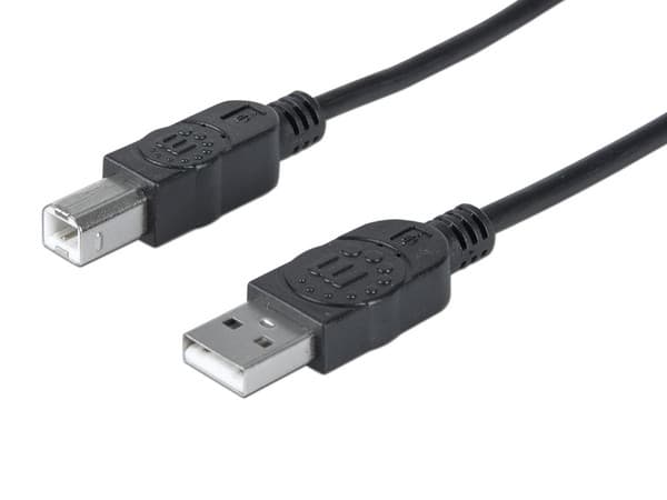 Cable USB Manhattan 333368 para impresora, de USB-A a USB-B (M-M), 1.8m. Color Negro