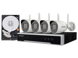 Kit de Vigilancia Hikvision NK44W0H-1T(WD)(D), con NVR de 4 Canales, 4 Cámaras Bala, 1 HDD de 1 TB, Color Negro. - imagen 1